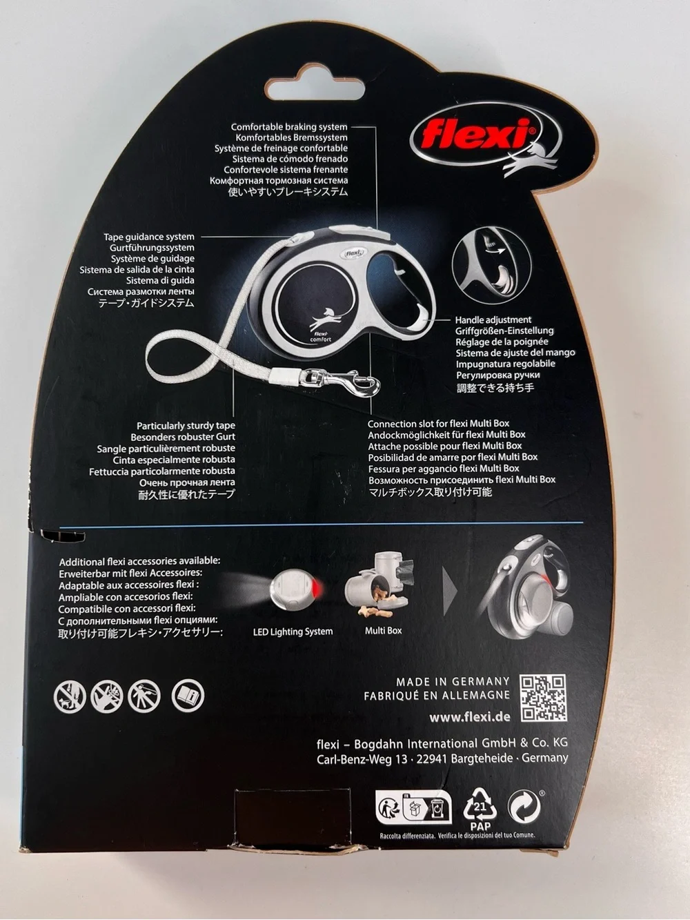 New Flexi Comfort Retractable Tape Leash - Size Large, 8m (Blue)